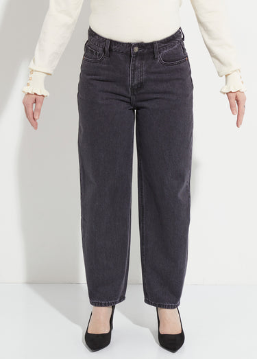 Jean cropped coupe balloon, bas resserré Gris Fonce