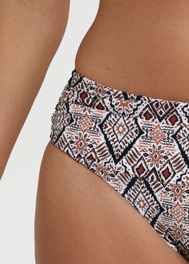 Maillot de bain 2 pièces motif aztèque Marron