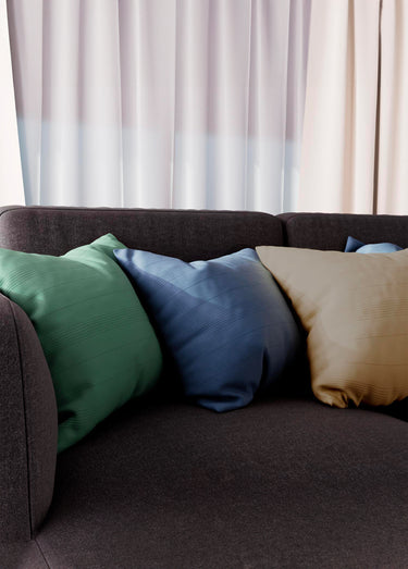 Housse de coussin bachette coton, motif lignes Bleu