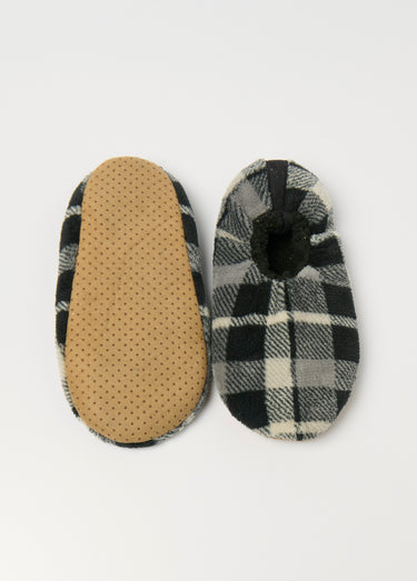 Chaussons fourrés chauds antidérapants Carreaux Gris
