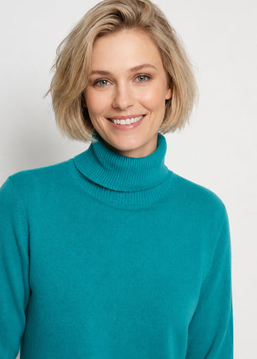 Pull doux col roulé manches longues Vert