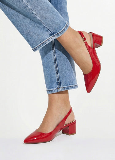 Escarpins slingback vernis pointus Vernis Rouge