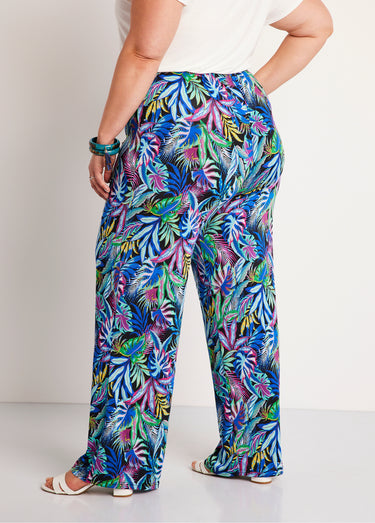 Pantalon fluide taille élastiquée maille Imprime Marine