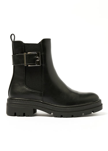 Chelsea boots semelle crantée et boucle Noir