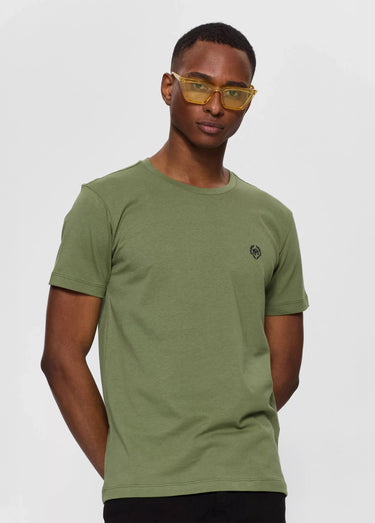 T-shirt col rond essentiel, logo poitrine Kaki