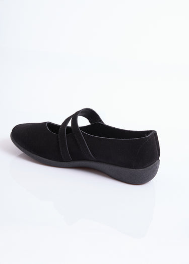 Ballerines scratchées cuir fabriquées en France Noir