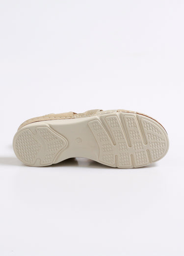Sandales multimatières brides entrelacées Beige