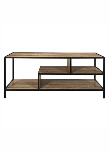 Banc TV design escalier bois/métal EDISON Marron/Noir
