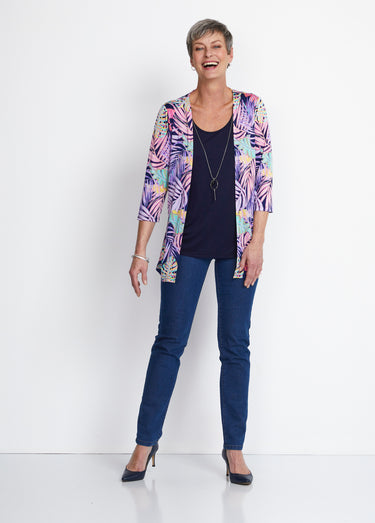 Tee-shirt long effet 2 en 1 Marine/Parme