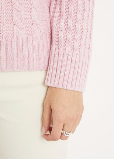 Pull chaud style irlandais col montant Lilas
