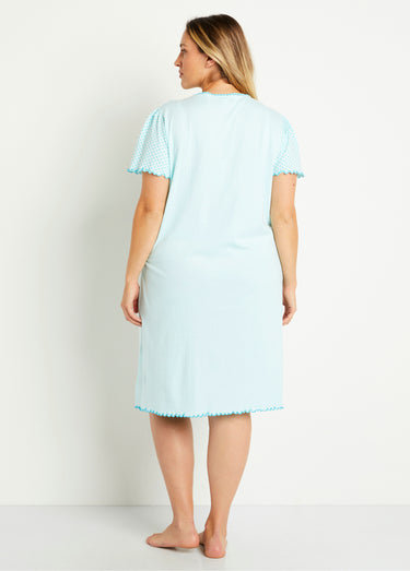 Chemise de nuit coton dentelle Aqua