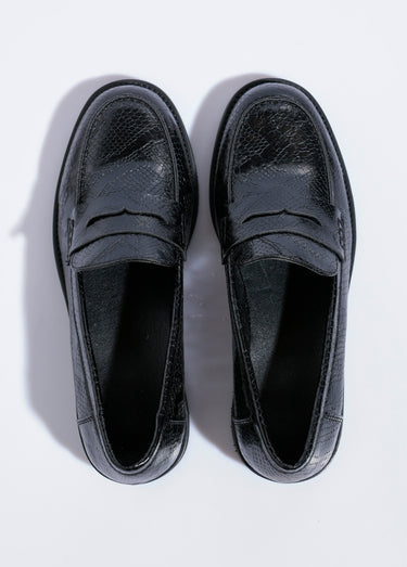 Mocassins aspect reptile petit talon Noir