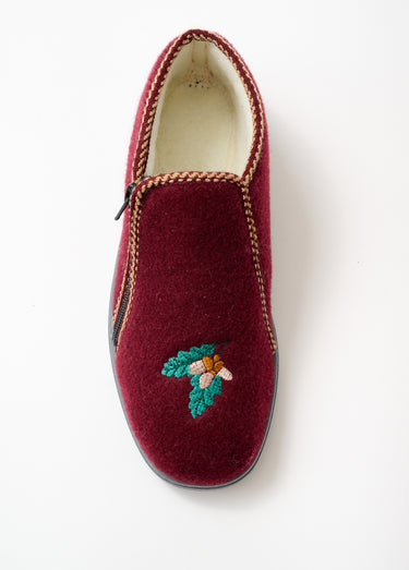 Chaussons montants grande largeur brodés Bordeaux