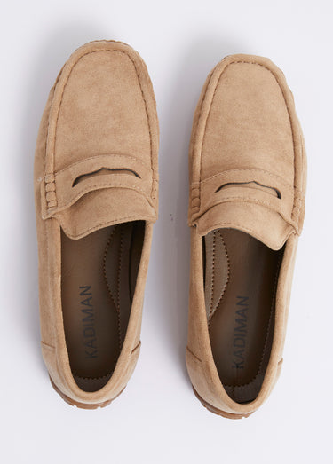 Mocassins suédine, semelle antidérapante Beige