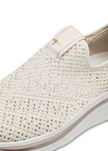Baskets compensées en maille sans lacets Beige