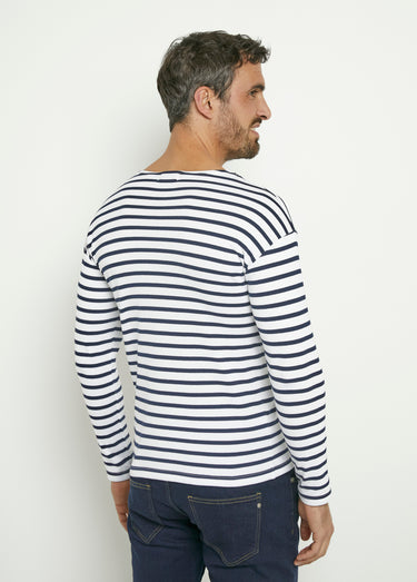 T-shirt marinière rayée manches longues Blanc/Marine