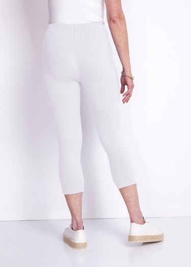 Legging court coton uni ou imprimé Blanc