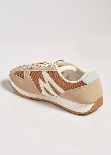 Sneakers multimatières + 2 paires lacets Beige