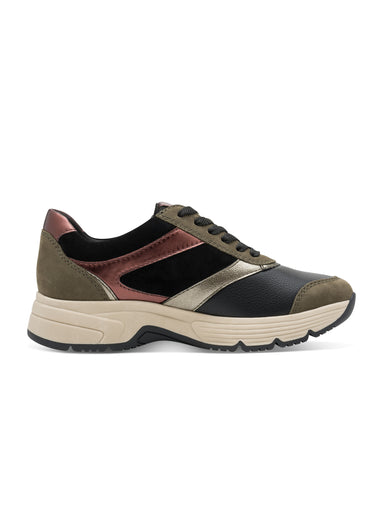 Baskets compensées à lacets, style sportif Vert Olive