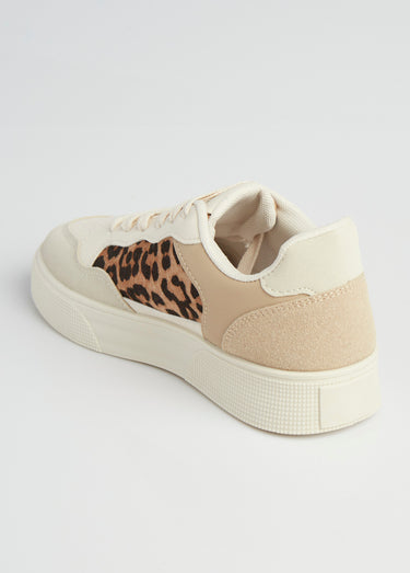 Sneakers multimatières à lacets Leopard