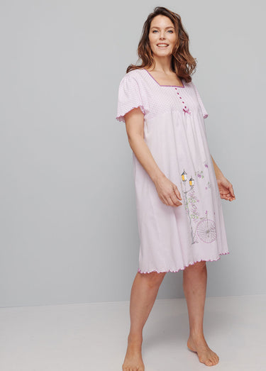 Chemise de nuit coton dentelle Rose Poudre