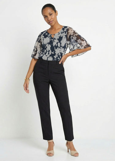 Pantalon fluide taille élastiquée Noir
