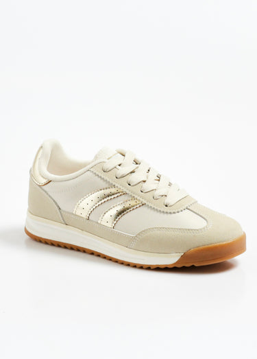 Baskets compensées aspect daim Beige