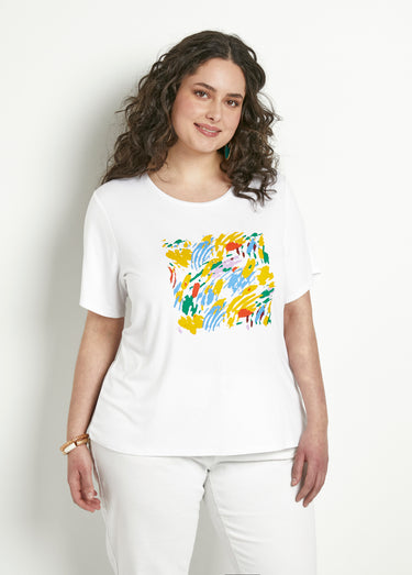 T-shirt manches courtes avec sérigraphie Fond Blanc
