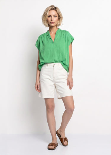 Tunique en coton léger encolure en V Vert