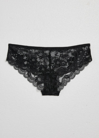 Shorty sexy en dentelle transparente Noir