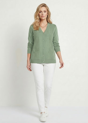 Gilet boutonné manches longues Vert
