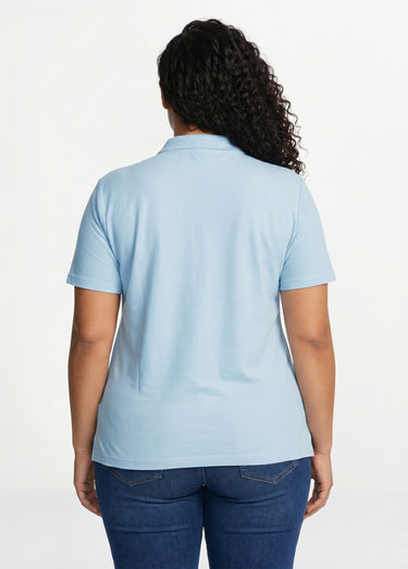 T-shirt maille piquée coton col polo Bleu