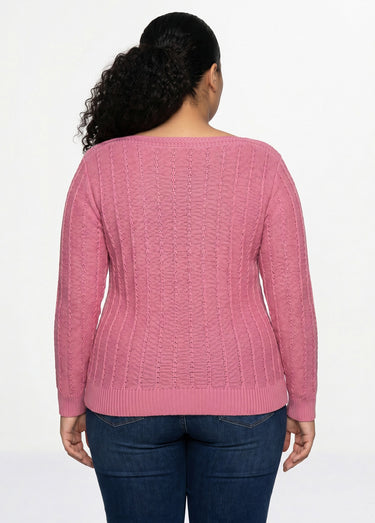 Pull col bateau manches 3/4 Rose