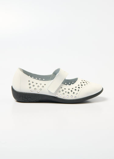 Ballerines babies cuir largeur confort Blanc