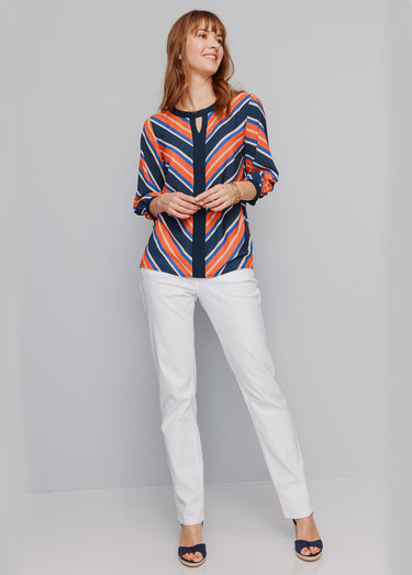 Tunique rayures fantaisie Marine/Rouge