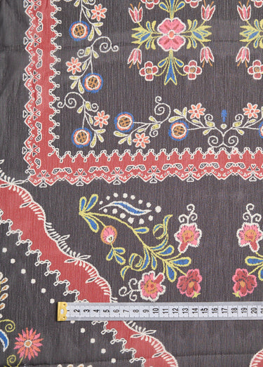 Coupon tissu voile imprimé fleurs 1N Imprime