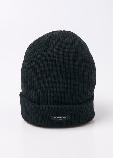 Bonnet en maille côtelée à revers Noir