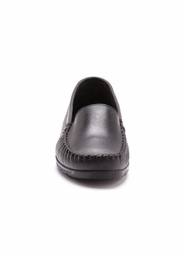 Mocassins cuir souple, grande largeur Noir