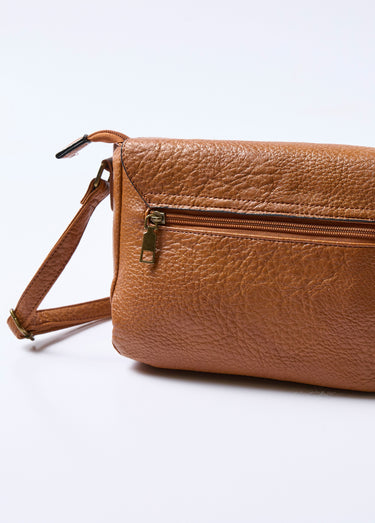 Sac besace simili cuir avec bandoulière Camel