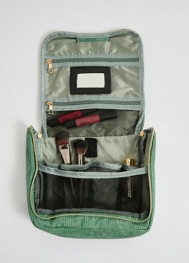 Trousse de toilette à suspendre, velours Vert