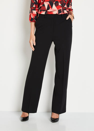 Pantalon fluide large maille stretch unie Noir