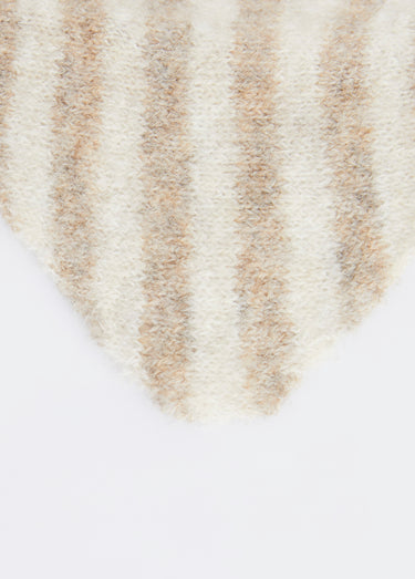 Echarpe triangle rayée, avec laine Taupe