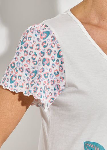 Pyjama court coton col V manches courtes Ecru