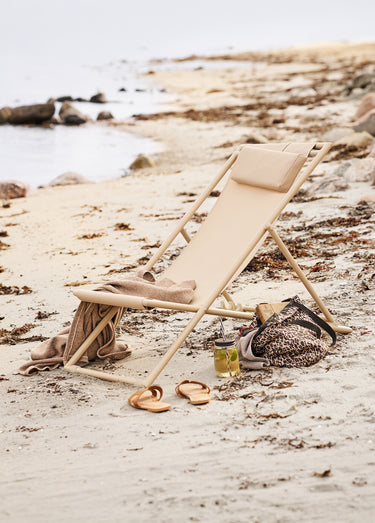 Chaise transat pliante avec repose-tête Taupe