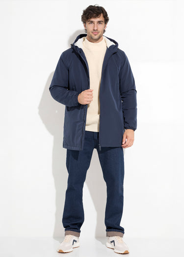 Parka longue fourrée avec capuche Marine