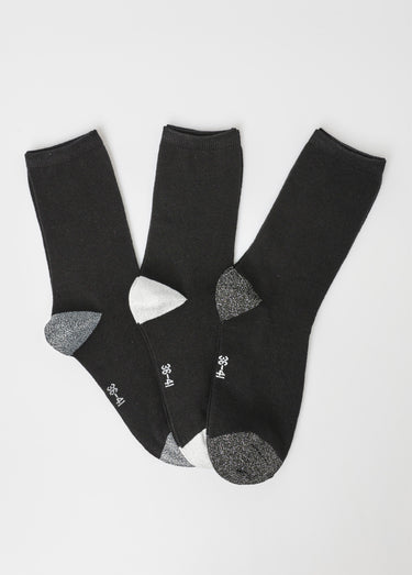 Lot de 3 Chaussettes pointes et talons fantaisie Noir