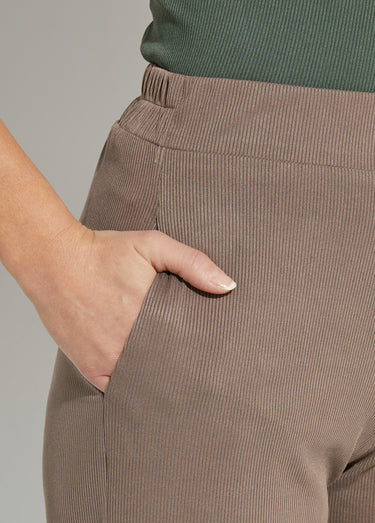 Pantalon large jersey cotelé, Essentiel Taupe