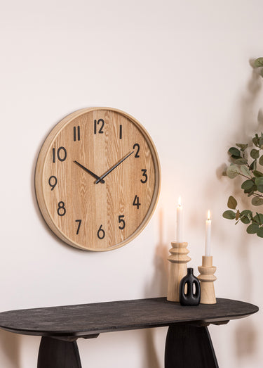 Horloge effet bois avec aiguilles acier Bois