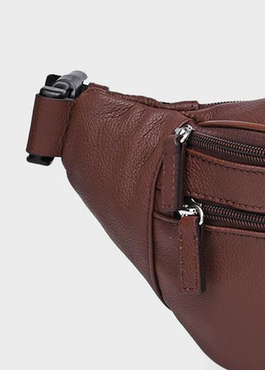 Sac banane homme en cuir Chocolat