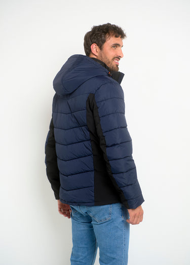 Doudoune à capuche chaude détails fluo Marine